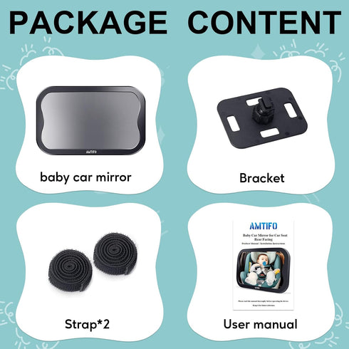 Baby Car Mirror Gifts for Newborns: Ease of Installation Non-Shaking Stability Car Seat Mirror Rear Facing Shatterproof Backseat Mirror View Infan...