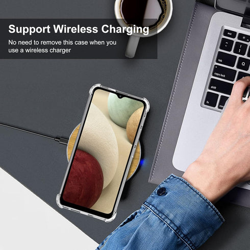 for Samsung Galaxy A12 Case, Samsung A12 Case with Screen Protector, Shockproof Crystal Clear Slim Soft Silicone TPU Protective Phone Cover for Sa...