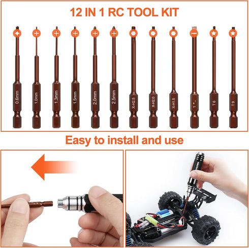 Hex Screwdrivers Set 12 in 1 RC Hobby Tools Kit S2 Steel Tool for RC Car Model Drone Airplane Robotics Helicopter Quadcopter Boat FPV Home Applian...