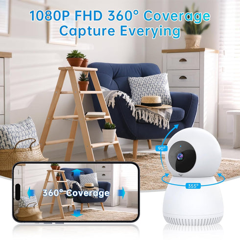 Indoor Camera,1080P Pet Camera Baby Monitor, Cameras for Home Security Indoor, Baby/Pet Camera with Phone App with AI Motion Detection, 2-Way Talk...