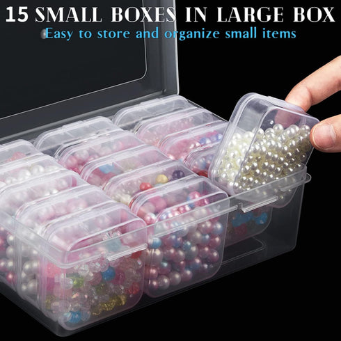 Jutieuo Small Bead Organizers, 32 Pieces Plastic Storage Cases Mini Clear Bead Storage Containers Boxes with Hinged Lid and Large Rectangle Organi...