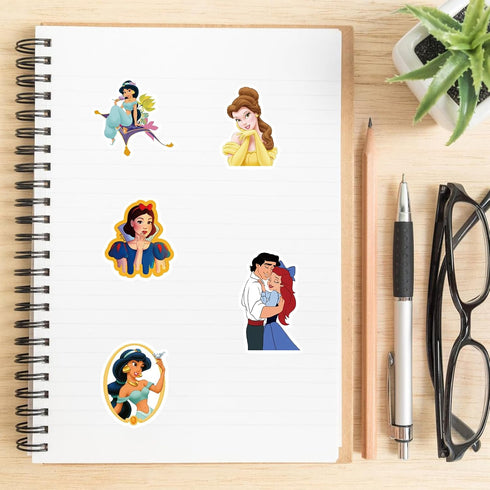 100pcs Cute Princess Stickers for Girl, Disney Cartoon Princess Stickers for Teen Kids Water Bottle, Skateboard, Phone, Laptop, Bicycle, Travel Ca...