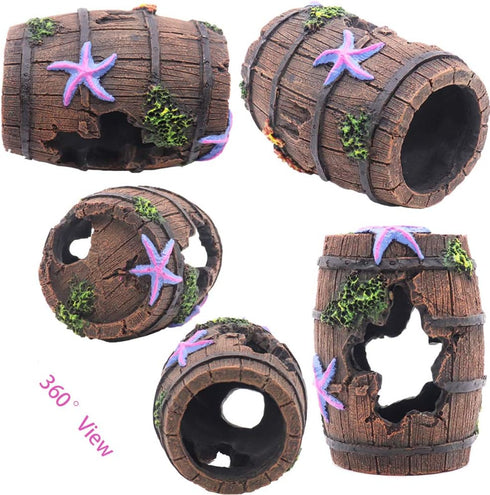 Small Broken Barrel Aquarium Decorations Betta Cave Hideaway Tunnel Log for Fish Tank (1 Piece)...