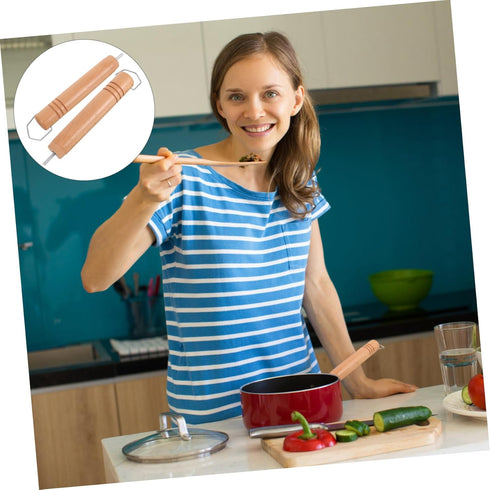 OSALADI Replacement Pot Handle 2pcs long handle removable handle grip pot side handle solid wood Pot handle cookware part cookware supplies wok wo...