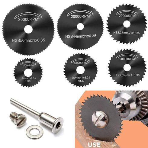 6 Pcs Rotary Drill Saw Blades, Steel Saw Disc Wheel Cutting Blades with 1/8" Straight Shank Mandrel for Dremel Drills Rotary Tools(Power Tools are...