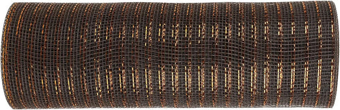 MEEDEE Dark Brown Deco Mesh 10 Inch Copper Mesh Ribbon Metallic Chocolate Fabric Mesh Wreath Ribbon for Garland Mailbox Swag Crafts Supplies (30 F...