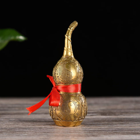 BRABUD Chinese Good Luck Wu Lou/Hu Lu Gourd/Cucurbit for Wealth Peaceful Copper Statue Collectible Figure Sculpture Charm Amulet...