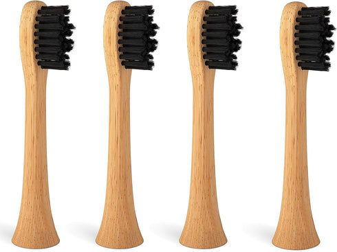 Bamboo Electric Toothbrush Replacement Heads with Plant-Based Bristle Compatible with Philips Sonicare 4 Pack (Waved Soft Bristle)...