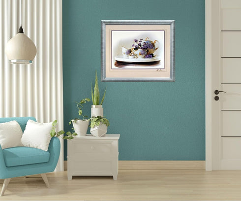 Country Wall Decor Violets Flowers & Kettle Tea Pot Still Life Art Print Poster Picture (16x20)...