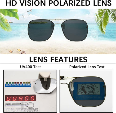 Long Keeper Clip On Sunglasses - Polarized Clip-on Flip Up Sunglasses for Women Men Driving Fishing Sunglasses Over Glasses...