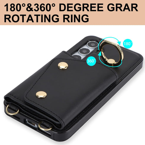 for Samsung Galaxy S24 Plus / S24+ Phone Case for Women, Crossbody Wallet Case with Credit Card Holder Lanyard Shockproof Purse Kickstand Case for...