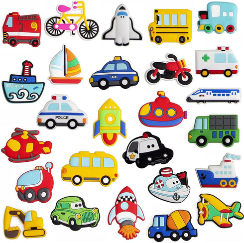 WISESTAR 26PCS Transports Rubber Fridge Magnets for Kids- Aircraft, Boat, Vehicle, Car Refrigerator Magnet for Whiteboard - Educational Toy Tool S...