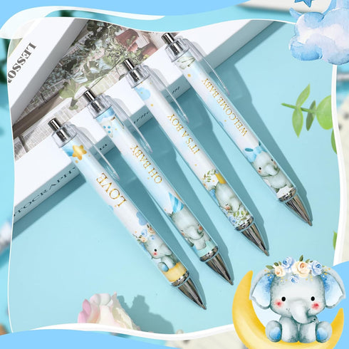 24 Pcs Baby Shower Ballpoint Pens Favors Bulk Retractable Ballpoint Pen Black Ink with Baby Shower Gifts for Guests School Supply(Blue Elephant)...