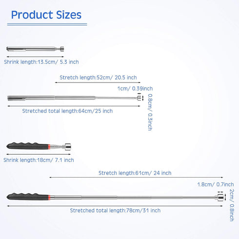 Telescoping Magnet Pick up Tools Include 20 lb Magnetic Tool and 3 lb Telescoping Magnet Stick Gadget for Hard to Reach Places Suitable for Birthd...