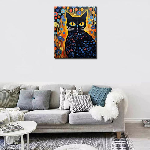 Gond Painting of a Kitten Paint by Numbers Kits 16x20 inch Canvas DIY Oil Painting for Kids, Students, Adults Beginner with Brushes and Acrylic Pi...
