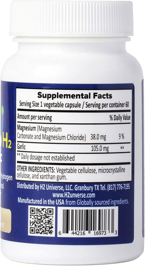 True Nano H2 with Garlic by H2 Universe | Molecular Hydrogen with Active Hydrogen Nanobubbles, Boosts Energy, Powerful Antioxidant| 60 Capsules...