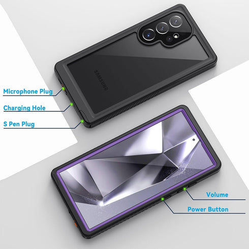 Lanhiem for Samsung Galaxy S24 Ultra Case, IP68 Waterproof Dustproof, Built-in Screen Protector, Rugged Full Body Shockproof Protective Cover for ...