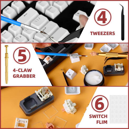 YIMAGUJRX RUNJRX Keyboard Lube Kit JRX 205G0 0.53oz/15g,Keyboard Switch Pad for PCB,Switch Film for MX Kailh Gateron Switch,Keyboard Tools with Ke...