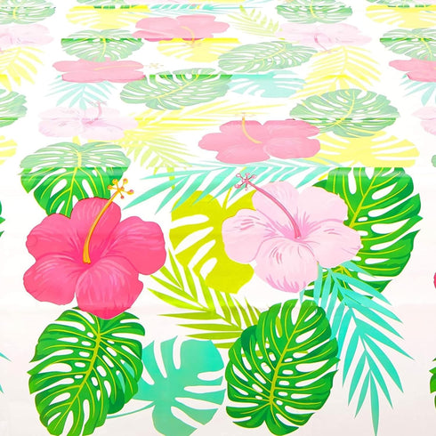 Sparkle and Bash - 3 Pack Tropical Plastic Tablecloth - 54x108 Inch Rectangle Hibiscus Floral Aloha Table Cover for Hawaiian Luau Party Supplies D...