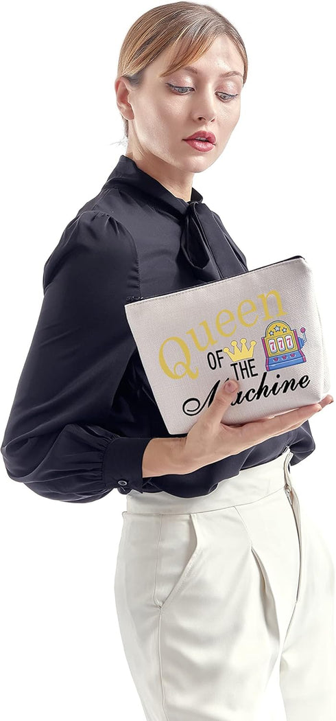 ZJXHPO Casino Cosmetic Bag Casino Gambling Lover Gift Queen Of The Machine Makeup Bag Slot Gambling Lucky Gift (Queen Machine)......