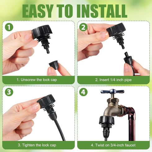 20 PCS 3/4 to 1/4 Inch Drip Irrigation Tubing Connectors Drip Irrigation Hose Connectors Garden Hose Adapter with Washers 3/4 US Standard Thread D...