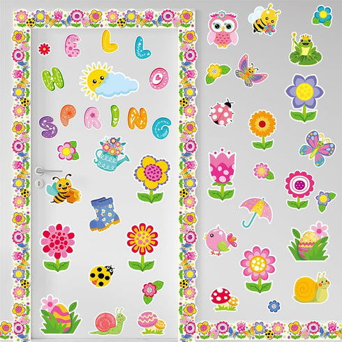 Hello Spring Party Decorations Hello Spring Bulletin Board Decorations Spring Flower Cutouts Classroom Decor for Spring Easter Classroom Decor Sch...