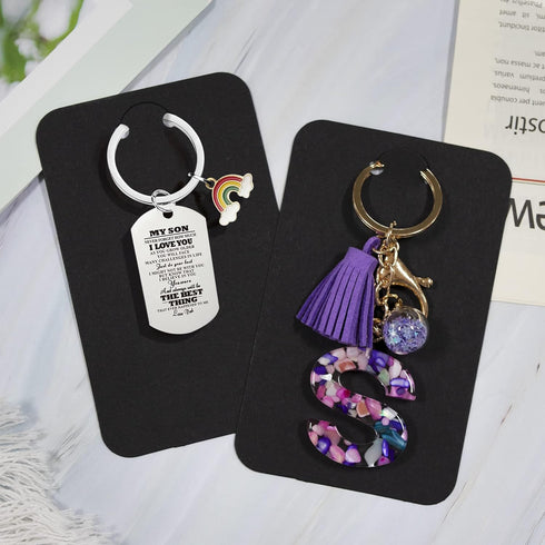Temlum 100 Pcs Keychain Display Cards with Self-Sealing Bags, 3'' x 4.7'' Keychain Cards Holder for Display Keyring Cards Jewelry Packaging Suppli...