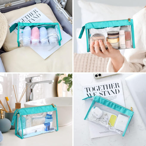 PACKISM Clear Makeup Bags, Perfect Size TSA Approved Toiletry Bag for Travel, Durable Clear Pouches with Zipper for Home Storage Organizing, Bathr...