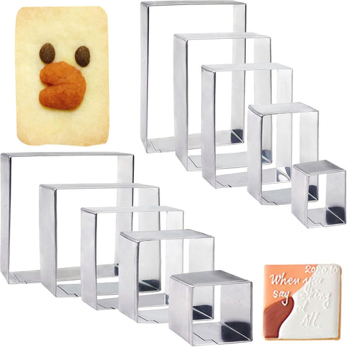 10PCS Rectangle Cookie Cutter Square Cookie Mold Stainless Steel Rectangle Biscuit Molds Square Pastry Molds Fondant Cake Cookie Cutter Set 1 Inch...
