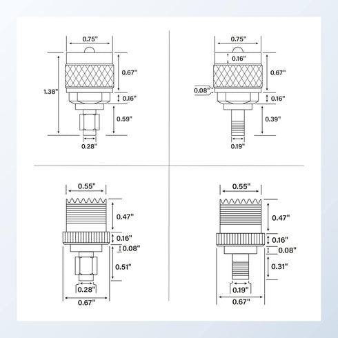 Anina 4pc SMA - UHF FR Coaxial Connector Kit SMA to PL259 SO239 UHF VHF Crimp Coax Adapter for CB Radio/Handheld Ham Radio Antenna/Walkie Talkie/A...