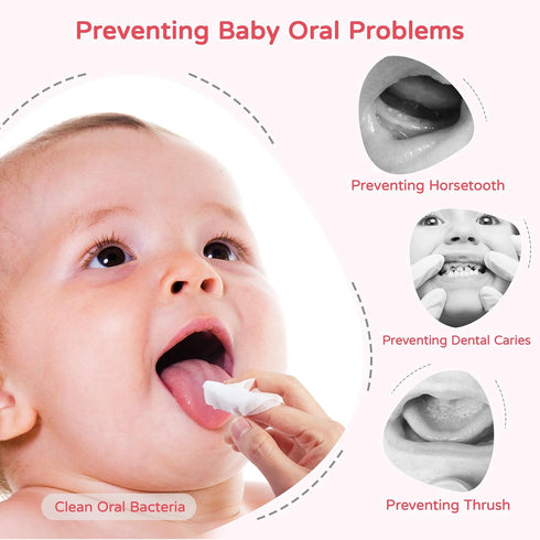 Baby Mouth Wipes Cotton Pure Water, Baby Finger Toothbrush Newborn Unscented Sensitive, Lint Free, Baby Oral Care For Baby Gums, Teeth and Tongue ...