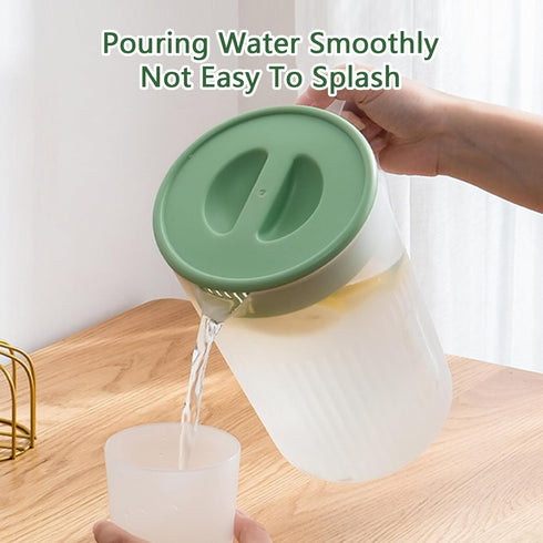 Toguma 2.2 Liter Plastic Water Pitcher Large-Capacity Household Water Jug with Lid, Beverage Container for Hot Cold Juice Tea (Transparent green)...