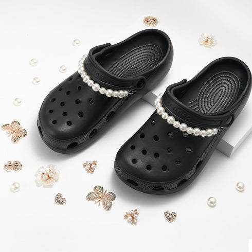 Bling Jewelry Shoes Charms Enamel Diamond Shoe Decoration with Chains...