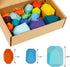 16 Pcs Wooden Stacking Blocks Rocks Building Toys, Colored Solid Wood Stones Pre-School Educational Games Creative Toys for Kids Toddlers...