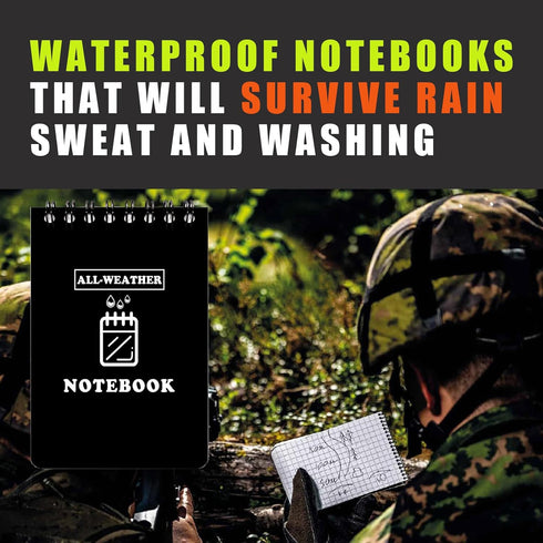WAFJAMF Waterproof Notebook, 3" x 5" All Weather Pocket Notepad, Small Top Spiral Memo Notebook with 80 Waterproof Lined Pages for Outdoor Activit...