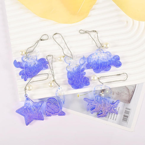 Ocean Series Keychain Resin Silicone Molds Whale Dolphin Seahorse Starfish Shark Crab Casting Molds Jewelry Making Tools for DIY Craft Keychain Ne...