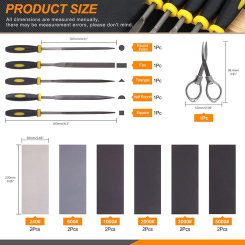 Rustark 26Pcs Resin Sanding and Polishing Casting Tools Assortment Kit Includes Sand Papers Metal Resin Files Polishing Blocks Scissors Brush Poli...