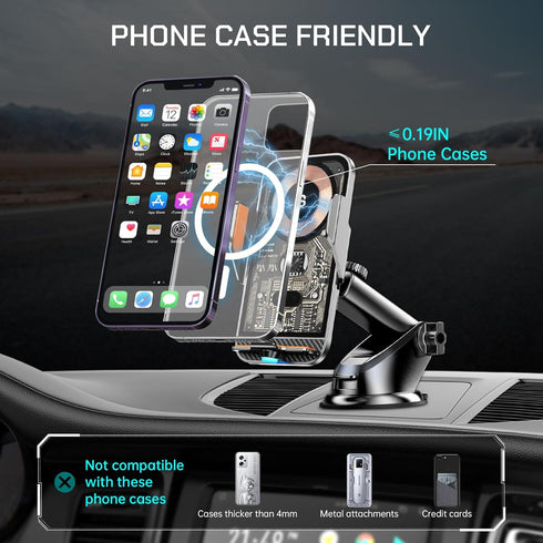 Wireless Car Charger, 15W Fast Charging Phone Holder 3 in 1 Smart Auto Sensor Clamping Car Phone Mount for iPhone 15 14 13 12 11 Pro Max Xs, Samsu...
