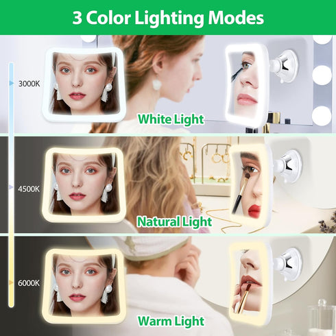 Upgraded Rechargeable 20X Magnifying Mirror with Light, Square Lighted Makeup Mirror with Magnification, 20X Suction Cup Mirror with Light, Travel...