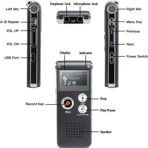 Digital Voice Recorder,KerLiTar K-R01 Voice Activated Recorder for PC Small Tape Recorders for Lectures/Meetings/Interviews...