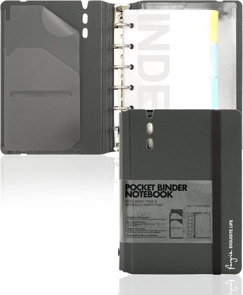 CAGIE A7 Small Binder Notebook with Removable Pages Hardcover Spiral Refillable Notebooks for Note Taking Pocket Notebook with Planning Square Rul...