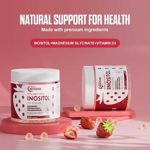 Inositol Gummies, Inositol Supplement with Myo-Inositol & D-Chiro Inositol + Vitamin D3, Ideal 40:1 Ratio, with Magnesium Glycinate 400mg, Support...