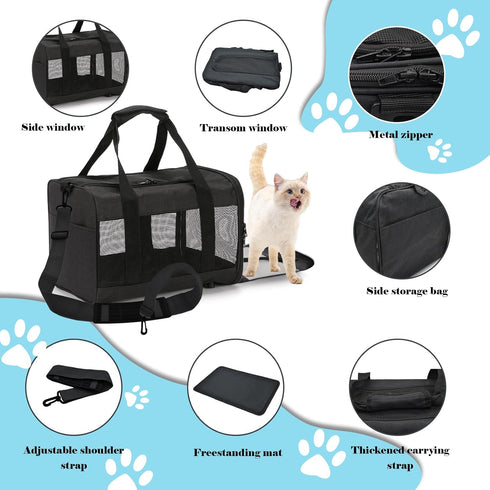 Travel Carrier for Cats Cat Soft-Sided Carriers Ventilated Breathable Foldable Cat Carrier Soft Airline Approved Dog Carrier for Small Medium Dogs...