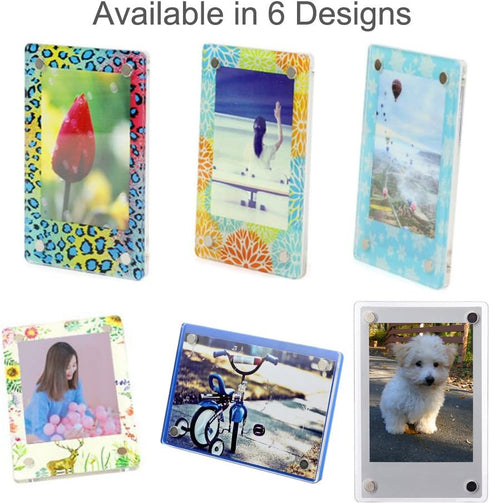 3" Dual Sided Clear Acrylic Refrigerator Magnetic Photo Frame, Frameless Display Compatible with Fujifilm Mini 9 8 8+ 2x3 Photo...