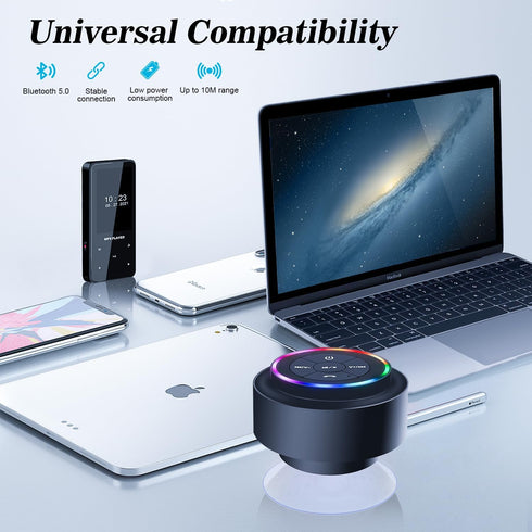 Bluetooth Shower Speaker, Portable Bluetooth Wireless Waterproof Speaker for Pool, Floating IP67 LED Light Bathroom Speaker with Suction Cup, Buil...