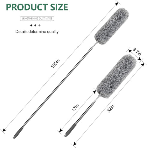 SetSail Extra-Long Dusters with Extension Pole 100-inch for Cleaning, Bendable Microfiber Head Washable Ceiling Fan Duster for High Ceilings, Furn...