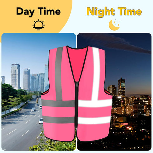 3-Pack Reflective Safety Vest For Women Men - High-Visibility Safety Vest with 2in Reflective Strips for Emergency, Construction, and Safety Use-P...