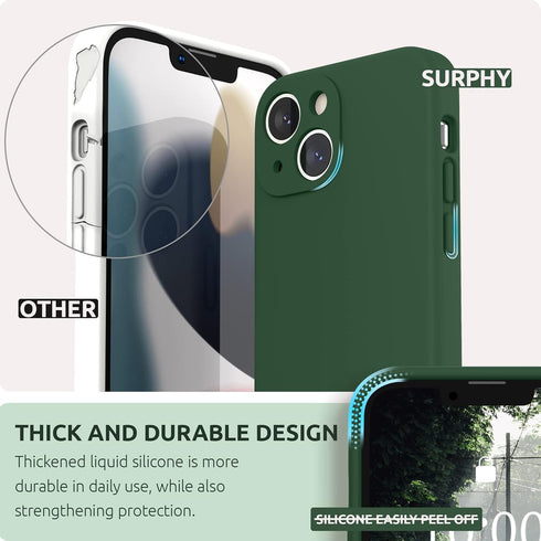 SURPHY Compatible with iPhone 13 Mini Case with Screen Protector, (Camera Protection + Soft Microfiber Lining) Liquid Silicone Phone Case 5.4 inch...