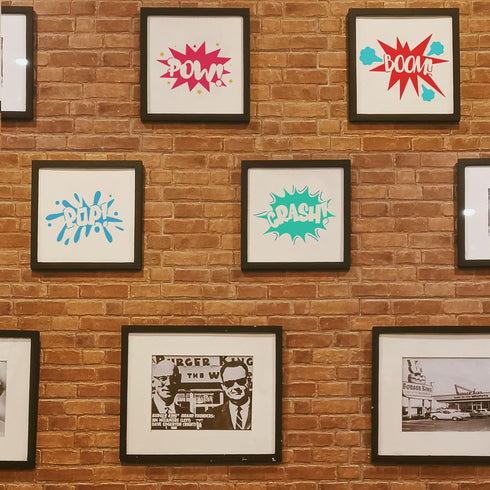 FINGERINSPIRE Comic Text Stencil 11.8x11.8 inch Plastic PET Drawing Template "Wow Boom OOPS POW Crash POP" Words Stencil Comic Theme Stencil Squar...