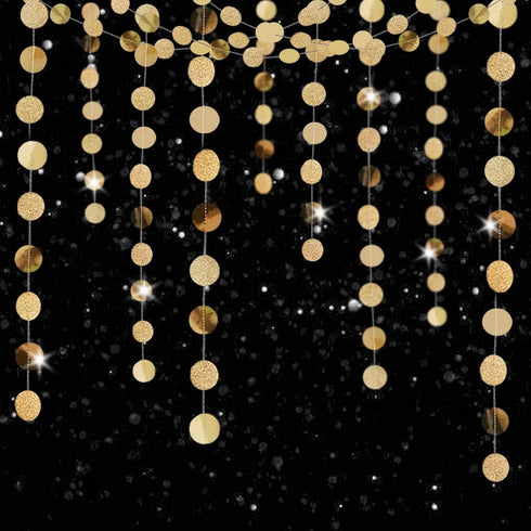 6 Pcs Glitter Champagne Gold Paper Circle Dots Garland (52 Feet) Party Hanging Bunting Birthday Party Decorations Engagement Party Bridal Shower W...